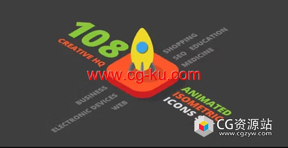 AE模板-108组三维等距扁平化MG图标动画 3D Isometric Flat Icons Pack的图片1