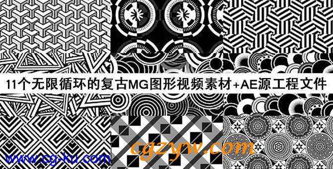 VideoHive 黑白复古绚丽花纹图形视频素材+AE工程的图片1