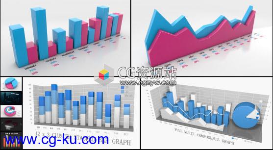 57组三维数据信息图表拼图企业宣传片常用c4d模板Videohive Info Graphs 3D的图片1