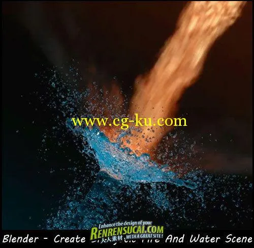 《Blender液体制作高级教程》Blender Create Energetic Fire And Water Scene的图片1