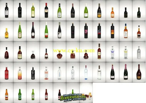 《高精度品牌酒瓶酒瓶3D模型合辑 》HQ Details Vol 1 Alcohol的图片2