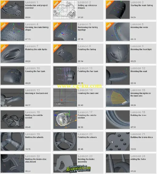 《C4D摩托车建模技术视频教程》Digital-Tutors Motorcycle Modeling Techniques in...的图片2