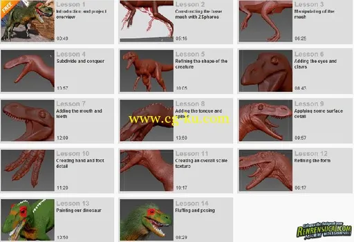 《ZBrush恐龙重现建模教程》Digital-Tutors Dinosaur Reconstruction in ZBrush的图片2