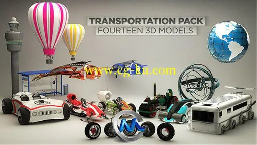 《交通运输概念设计3D模型》The Pixel Lab Transportation Pack 14 3D Models的图片1