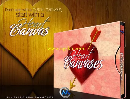 《DJ心形背景图片平面素材合辑》Digitaljuice Heart Canvases的图片1