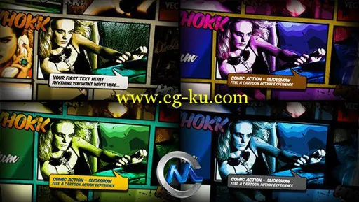 《卡通连环画片头AE模板》Videohive Comic Action Slideshow 2718009的图片3