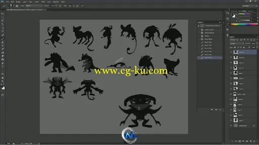 Photoshop怪物小鸟设计视频教程 CG Cookie Creature Design Concept Art的图片3