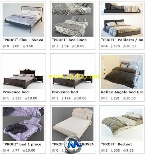 103个床3D模型合辑 3Dsky Beds Vol.1的图片1