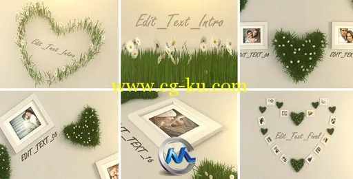 清新花草爱情相册AE模板的图片1