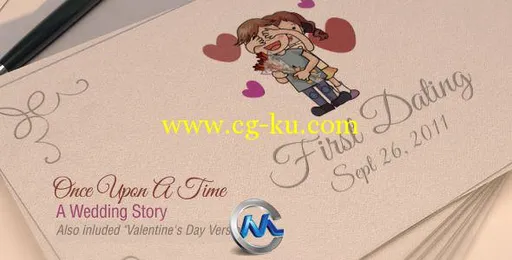 甜蜜婚礼请柬信封AE模板的图片1