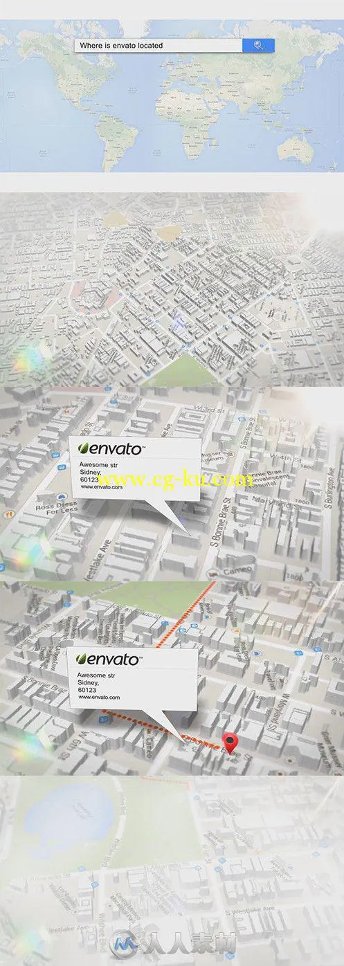 三维地图搜索动画AE模板 Videohive 3d Map Generator 6337247 Project for After E...的图片1