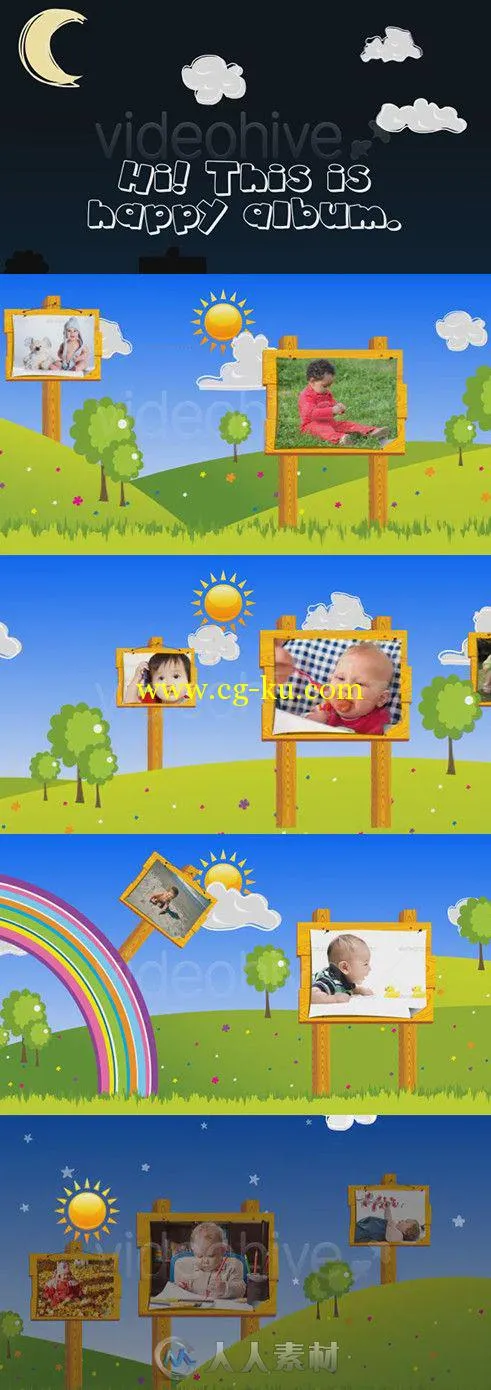 可爱快乐儿童相册动画AE模板 Videohive Happy Children 4984066 Project for After...的图片1