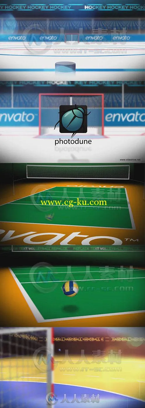 冰球排球足球射门Logo演绎动画AE模板 Videohive Sport Pack Logo Reveal 2 6841749...的图片1