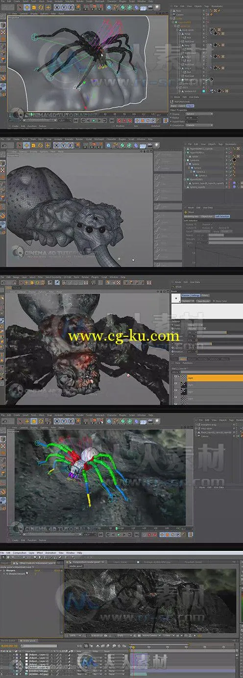 C4D巨型蜘蛛特效制作视频教程 Cinema 4D Tutorial.Net Giant Spider Compositing i...的图片1