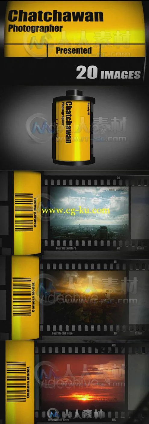 老式电影胶卷相册动画AE模板 Videohive Film slideshow 174843 Project for After ...的图片1