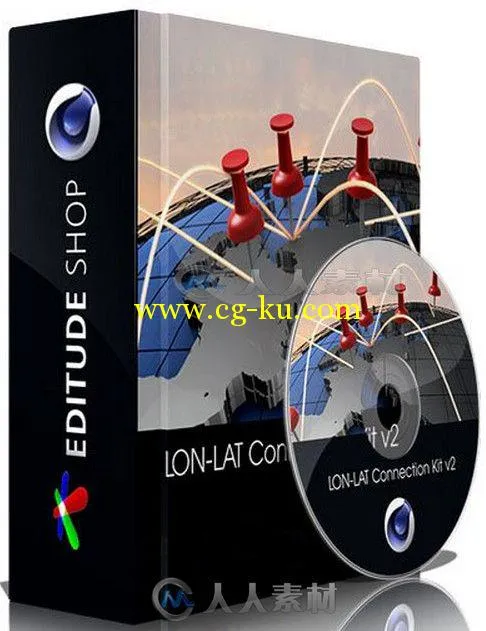 Editude LON LAT Connection Kit地图位置坐标C4D插件V2版 Editude LON LAT Connect...的图片1