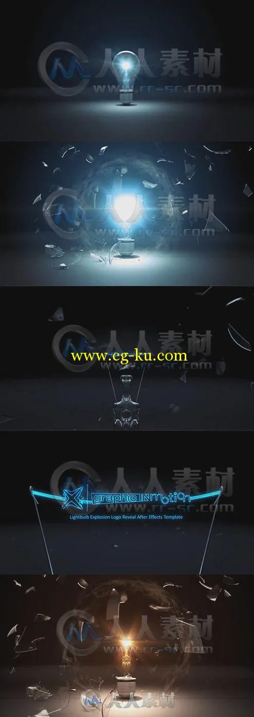 灯泡爆炸Logo演绎动画AE模板 Videohive Light Bulb Explosion Logo Reveal 8729240...的图片1