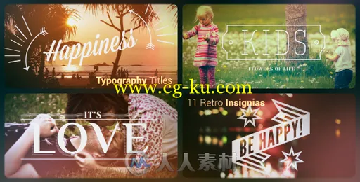 11组复古排版Logo演绎动画AE模板 Videohive Typography titles11 Retro Insignias ...的图片1