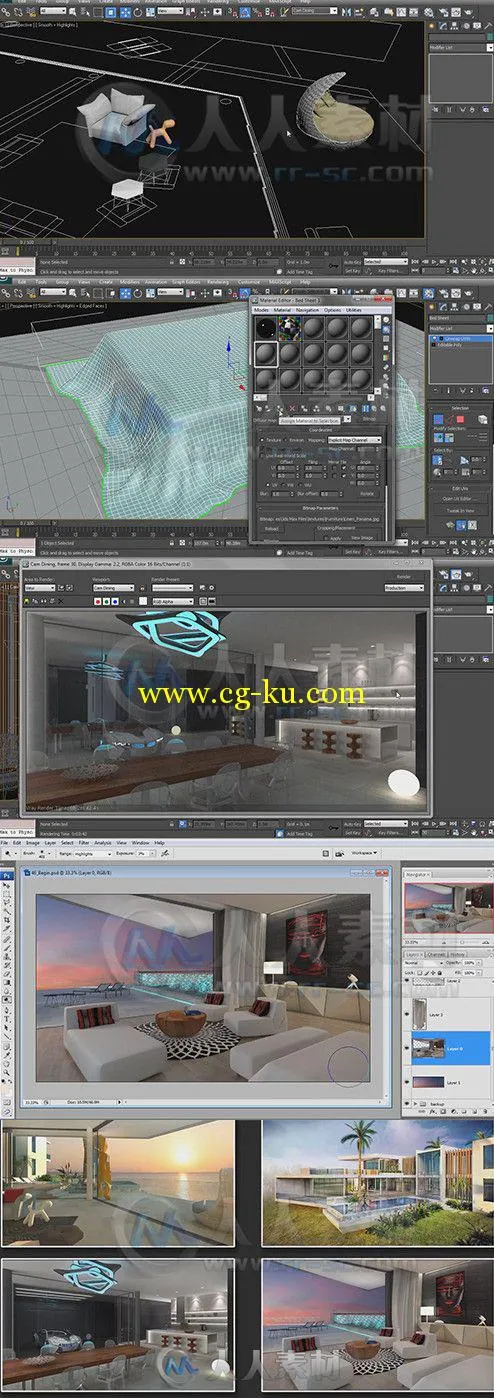 3dsMax与V-Ray建筑室内渲染工作流程视频教程 Digital-Tutors Rendering Impressive...的图片1