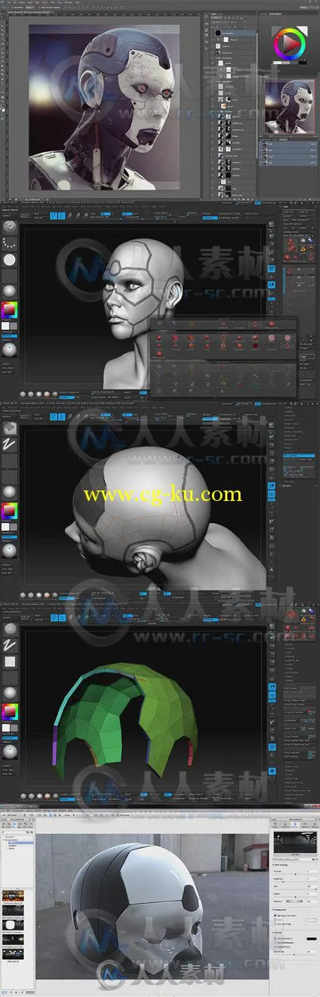 Zbrush科幻女性角色表皮雕刻视频教程 Gumroad Zbrush Hard Surface Techniques by ...的图片1