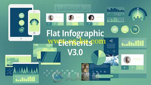 超强动态信息展示动画AE模板 Videohive Flat Infographic Elements V3.0 8498708的图片1