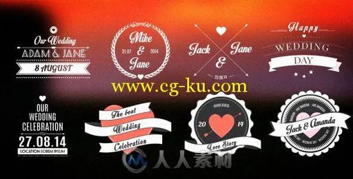 10组浪漫婚礼Logo演绎动画AE模板 Videohive Wedding Romantic Titles Pack 8655763的图片1