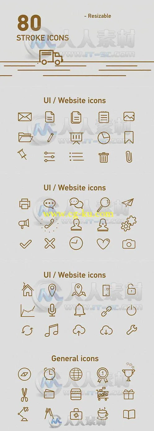 80组实用图标动画AE模板合辑 Videohive 80 Animated Line Icons 8841998的图片1