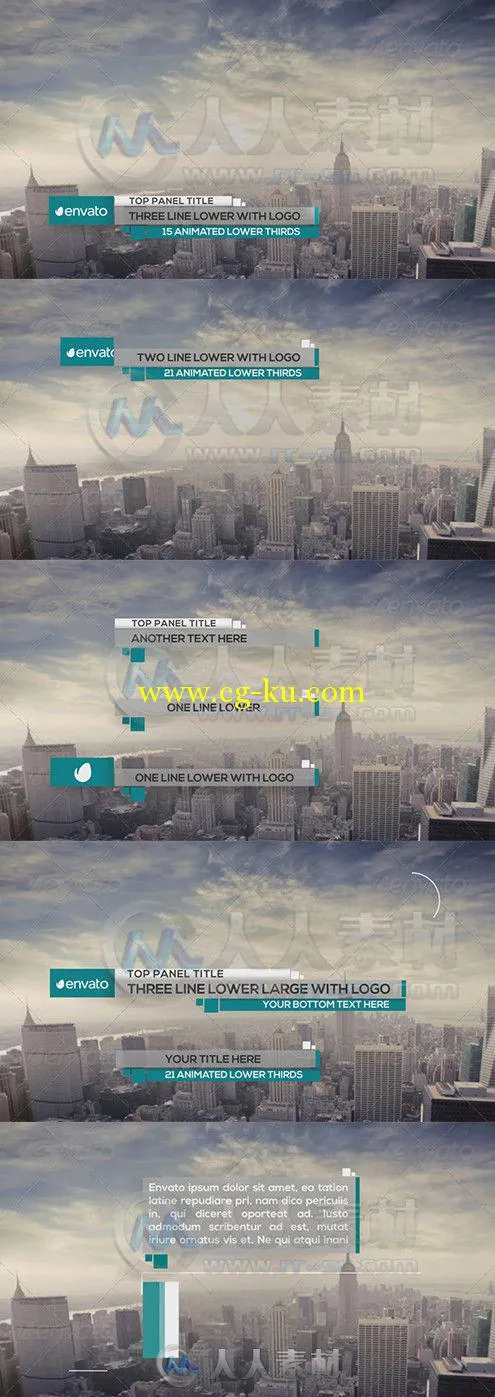 21组简洁横栏电视包装动画AE模板合辑 Videohive 21 Clean Lower Thirds 9282796的图片1