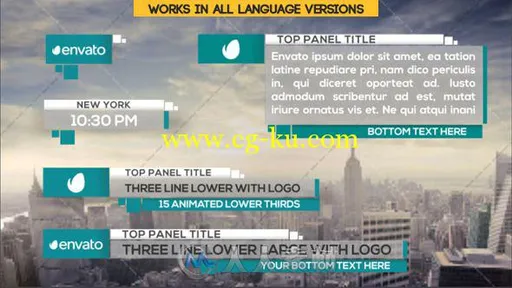 21组简洁横栏电视包装动画AE模板合辑 Videohive 21 Clean Lower Thirds 9282796的图片2