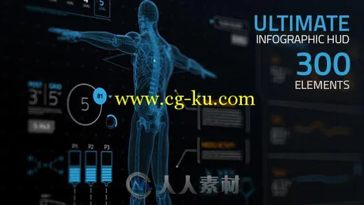 300组HUD界面设计动画AE模板 Videohive Ultimate Infographic HUD 300 9719753的图片1