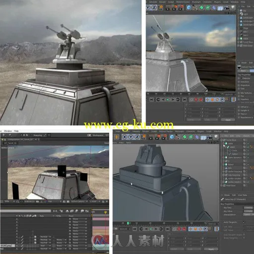 C4D与AE机枪炮塔制作训练视频教程 Digital-Tutors Compositing a Machine Gun Turr...的图片1