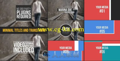 30组排版与转存动画AE模板 Videohive Minimal Titles And Transitions 10668796的图片1