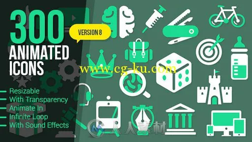 300实用图标动画AE模板 Videohive 300 Animated Icons 5586340的图片2