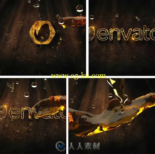 黄金水珠Logo演绎动画AE模板 VideoHive Liquid Gold Logo 10914676的图片1