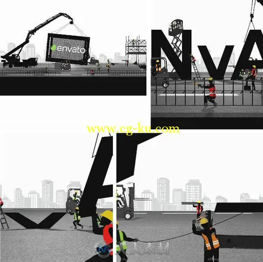 建筑工地卡通动画Logo标识演绎AE模板 Videohive Logo Constructor-Alphabet Builde...的图片1
