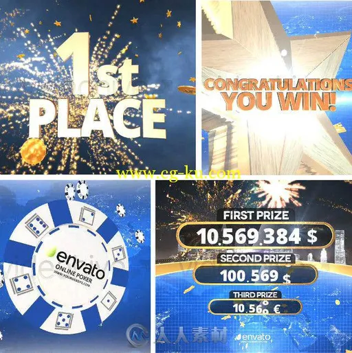 幸运大奖庆贺展示动画AE模板 Videohive Casino Jackpot Lottery Winner 7646169的图片1