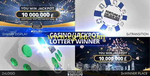 幸运大奖庆贺展示动画AE模板 Videohive Casino Jackpot Lottery Winner 7646169的图片2