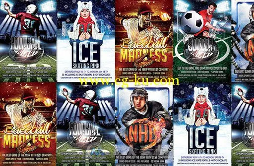 4组超酷体育海报PSD模板合辑 Creativemarket 4in1 Sport Flyer Bundle 262227的图片1