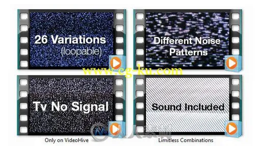 26组电视噪音无信号视频素材合辑 Videohive TV Noise No Signal Bundle 5928419的图片1