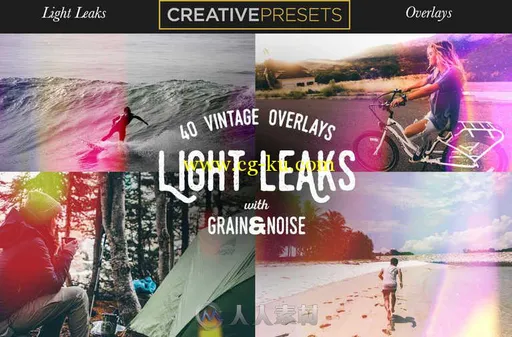 40组复古氛围光PSD模板 Creativemarket 40 Vintage Light Leaks Overlays 359351的图片1