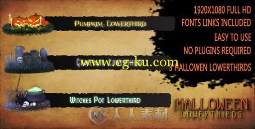 万圣节横栏动画AE模板 Videohive Halloween Lower Thirds 5883473的图片1