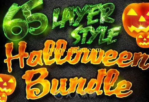 65组万圣节字体特效PSD模板大礼包 Graphicriver 65 Layer Style Halloweeen Mega B...的图片1