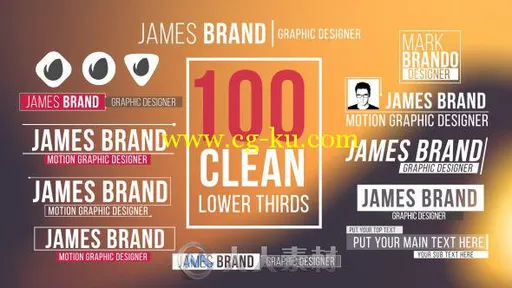 100组简洁标题动画AE模板 Videohive 100 Clean Lower Thirds 13313116的图片1
