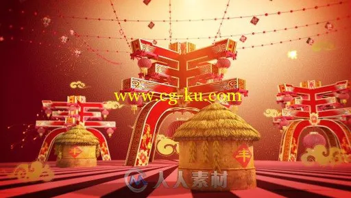 2016猴年大气喜庆春节联欢晚会开场AE片头企业年会拜年AE模板的图片2