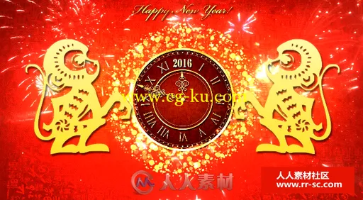 2016猴年新年春节倒计时LED高清视频素材的图片1