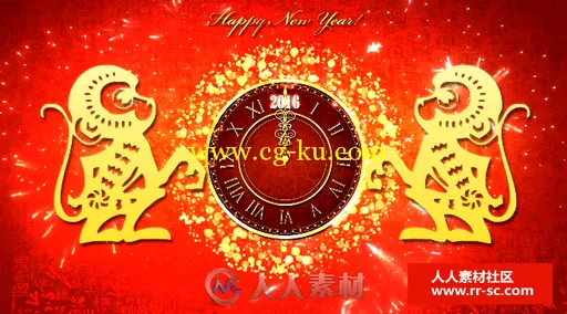 2016猴年新年春节倒计时LED高清视频素材的图片2