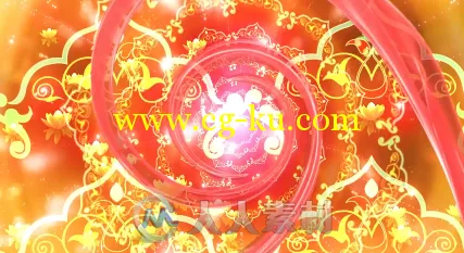 龙腾盛世红绸凤纹图腾金莲花粒子民族舞蹈LED舞台视频素材的图片1