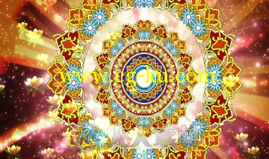 龙腾盛世红绸凤纹图腾金莲花粒子民族舞蹈LED舞台视频素材的图片2
