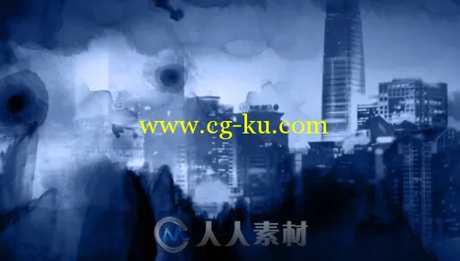水墨中国建筑艺术长城城市风景中国风LED大屏幕背景视频素材的图片1