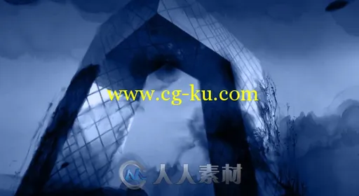 水墨中国建筑艺术长城城市风景中国风LED大屏幕背景视频素材的图片2